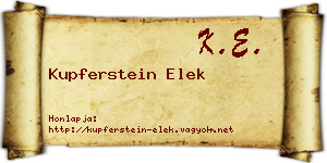 Kupferstein Elek névjegykártya